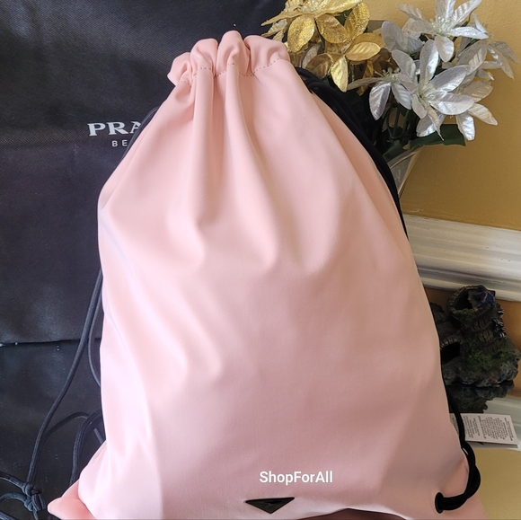 Prada Bag Reversible Pink Black Drawstring Sling Dust Bag NEW - Picture 6 of 16
